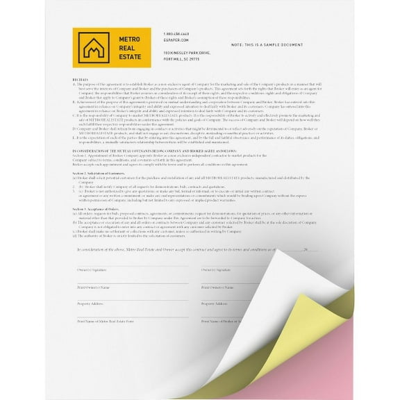 Xerox Bold Digital Carbonless Paper - Letter - 8 1/2" x 11" - 22 lb Basis Weight - 5010 / Carton - White, Yellow, Pink