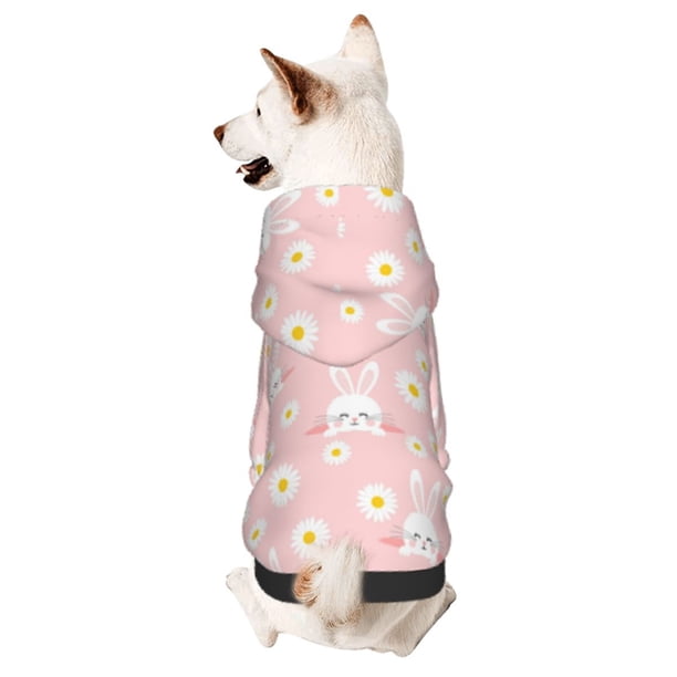 Fotbe Rabbit Sunflower Sudadera con Estampado para Perros Pequeños – Suéter con Capucha para Mascotas, Tela Suave de Forro Polar con Bolsillo-X-Small