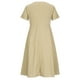 thumbnail image 5 of Moda mujer verano Casual cuello en V sólido manga corta botón bolsillo algodón vestido de lino Fridja  bnh4254, 5 of 8