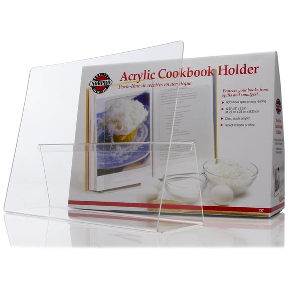 Norpro Acrylic CookBook/IPad/ Tablet Holder, 9"D x 12.5"W x 3.25"H, Clear