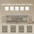 thumbnail image 4 of Shoe Bench, Entryway Storage Bench with Doors, Cushion, 2-Tier Shoe Rack with 8-Cubby, 47.2”L x 13.8”W Shoe Organizer Cabinet, Adjustable Shelf, Living Room, Bedroom, Gray Wash, 4 of 18