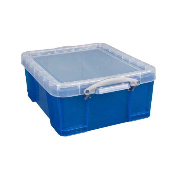 Really Useful Box® Storage Box, 17 Liter, 17 1/4" x 14" x 7", Blue