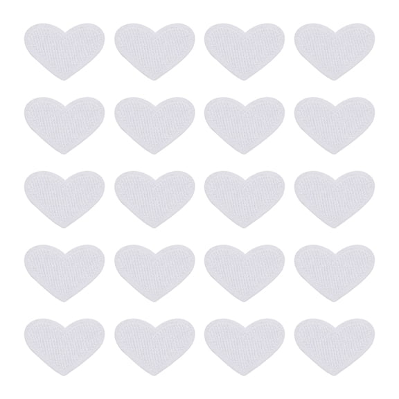 Uxcell 20 Pack Heart Iron on Patches, Embroidered Sew on Applique Patches, white