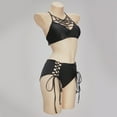 thumbnail image 2 of MEOWCOS Gothic Swimsuits for Women Two-piece Back Cross Straps Bathing Suit with Black Spiderweb Chest Top, S, 2 of 7