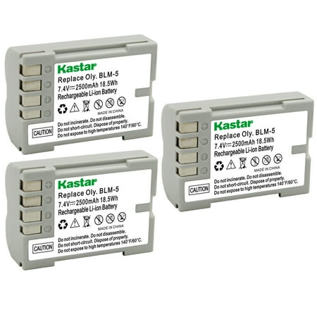 Kastar BLM5 Battery 3-Pack Replacement for Olympus BLM-5 PS-BLM5 EA-BLM5 Battery Olympus BCM-5 Charger Olympus E-1 E1 E-3 E3 E-30 E30 E-5 E5 Camera Olympus HLD-4 Battery Grip