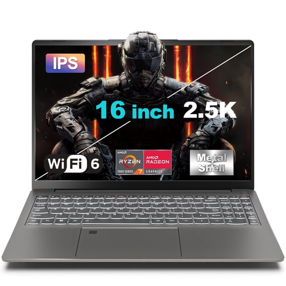 SANPTENT Gaming Laptop 16 inch 2.5K, AMD Ryzen 7-6800H, 16GB DDR5 RAM, 512GB SSD, AMD Radeon Graphics, WiFi 6, Backlit KB, Fingerprint, Win 11 Pro with Microsoft Office