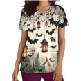 thumbnail image 4 of HOMBOM Womens Casual Oversized T Shirts Halloween Short Sleeve Trendy Soft V Neck Pullover for Young Women Polyester Shirts,XXXL, 4 of 5