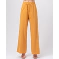 thumbnail image 2 of URBAN DAIZY Women's Casual High Waisted French Terry Pants Drawstring Elastic Waist Pockets Wide Straight Leg Raw Edge Hem A64_39059 Golden Mustard L, 2 of 5