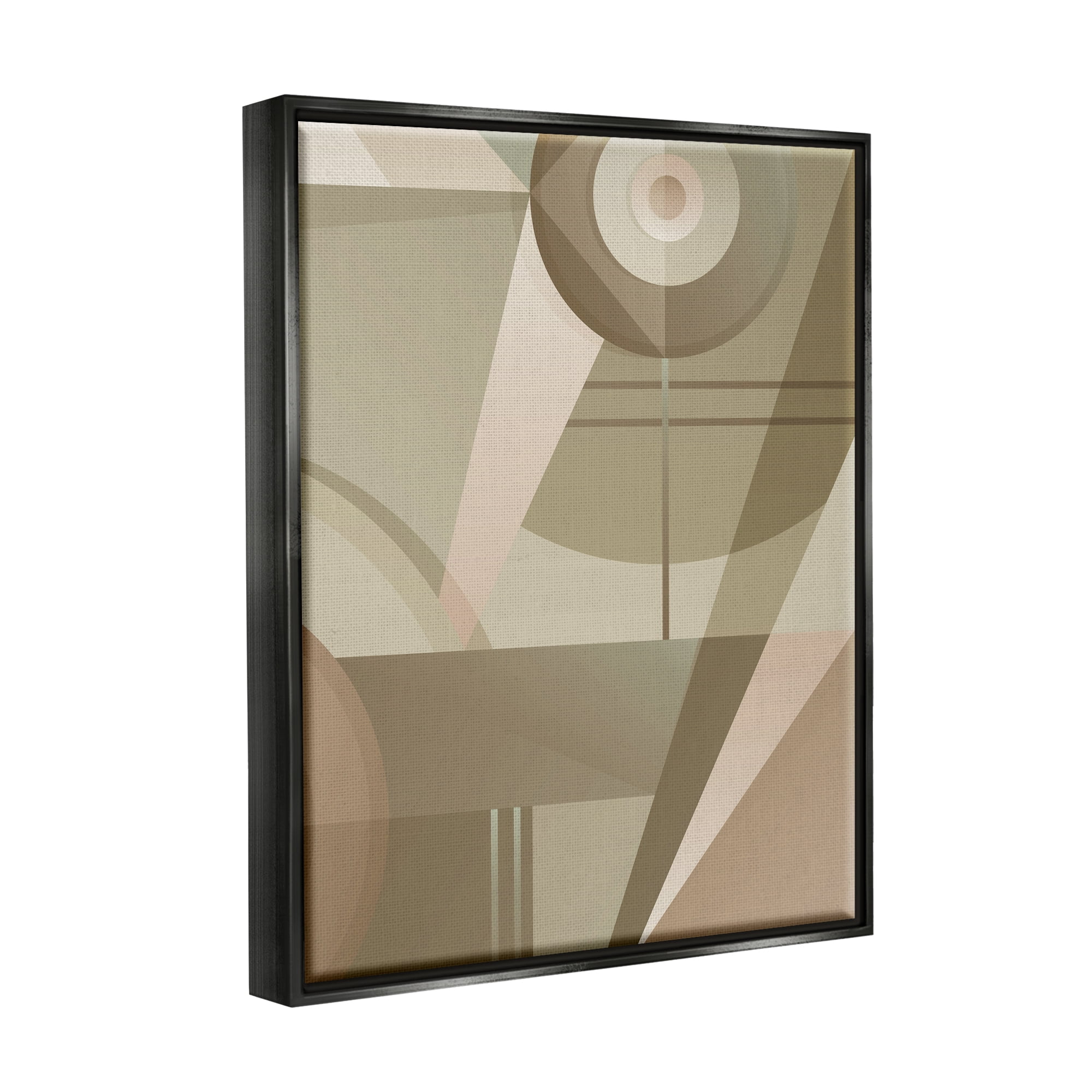 Stupell Industries Tan Geometric Abstract Abstract Painting Black Floater Framed Canvas Art Print Wall Art, 25 x 31