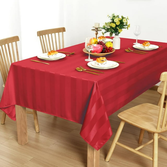 Striped Rectangular Table Cloth Stain and Spillproof Washable Polyester Fabric Table Cloth for Dining Tables x