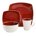 thumbnail image 5 of Gibson Soho Lounge White Square 16-Piece Dinnerware Set - Red, 5 of 10