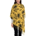 thumbnail image 3 of Honeii Autumn Sunflower Print Scarf Oversized Scarf Tassel Fall Winter Thick Scarf Warm Shawl Women,Women's Scarves & Wraps, 3 of 8