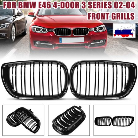 Black Front Kidney Grilles Grill Double Line For Bmw 3 Series E46 02 04 2003 4dr Walmart Canada