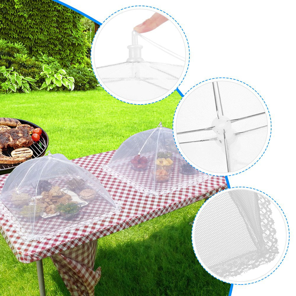 Collapsible Pop Up Food Covers 3pc Set Food Picnic Protectors Insect Net  Storage