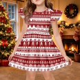 thumbnail image 5 of Grblisyd Girls Christmas Dresses School Outfits Kids A-Line Midi Casual Sundress Cute Cartoon Printed Flutter Sleeve Dress For Party, 5 of 5
