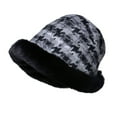 thumbnail image 2 of Tdoqot Winter Hats for Women- Fleece Plaid Warm Soft Bucket hats Dark Gray, 2 of 8