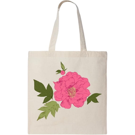 Smartprints Flower Peonies Art Nature Tote Bag - Image by Shutterstock, One Size Cotton Canvas Tote Bag