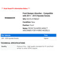thumbnail image 2 of Front Bumper Absorber - Compatible with 2011 - 2015 Hyundai Sonata 2012 2013 2014, 2 of 2