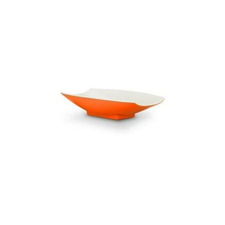 

10.5 x 6.12 x 2.5 in. Melamine Curves Bowl with Orange Outside & White Inside 24 oz