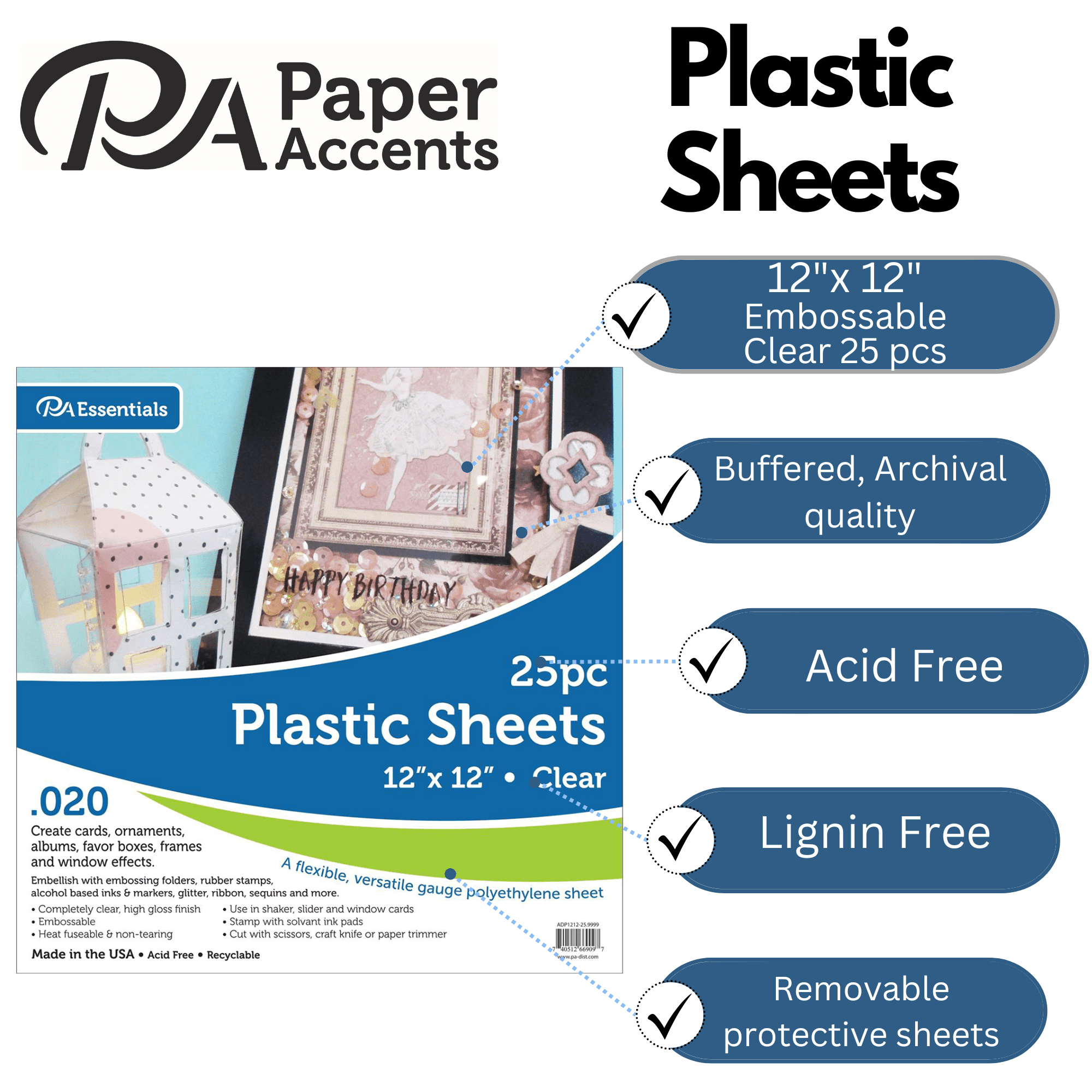 PA Plastic Sheet 12"x 12" Clear .020" 25pc