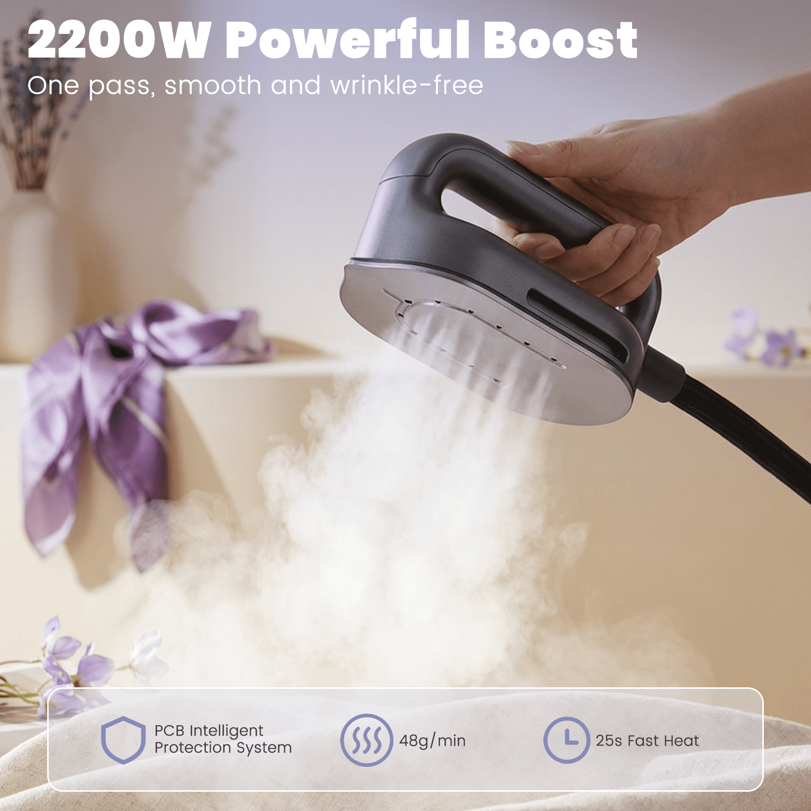Advwin Professional 2200W Steam Station with 1.2L Tank, 5-Level Ceramic Soleplate Iron for Clothes