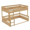 thumbnail image 6 of Full XL over Queen Floor Bunk Bed, 2-in-1 Wooden Bunk Bed Frame with Ladder & Guardrail, Convertible to 2 Separated Beds for Teens Bedroom, Easy Assembly, Natural, 6 of 9