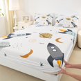 thumbnail image 3 of Homewish Cartoon Rocket Queen Sheet Sets,Outer Space Flat Sheet,Universe Stars Planet Queen Fitted Sheet For Boys Kids,Microfiber Bedroom Decor,4 Pieces, 3 of 7