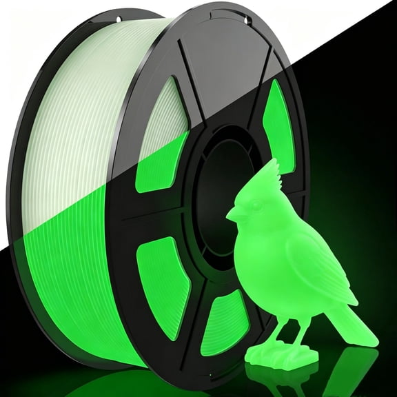 ouhos 3D PLA Printer Filament, 1KG 1.75mm Glow Green PLA Filament for 3D Printing, Brilliant, Long-Lasting Glow, Best with UV Lamps, Dimensional Accuracy /- 0.02 mm, Fit Most FDM 3D Printers
