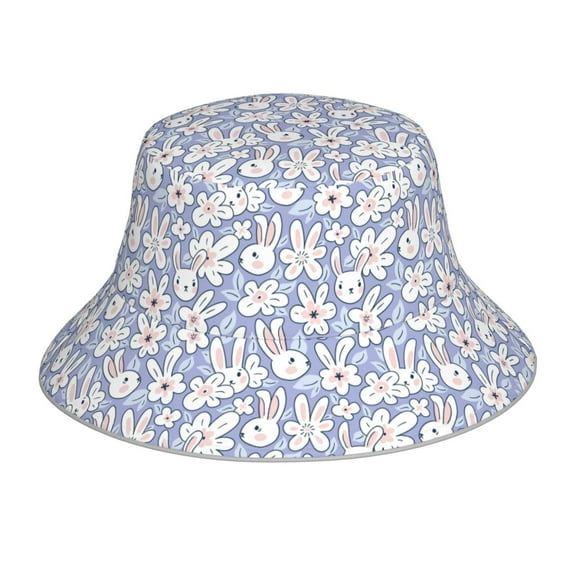 Balery Rabbit And Floral Sun Hats for Men Women Bucket Hat UPF 50  Buckey Hat Boonie Hat Foldable UV Protection Hiking Beach Fishing Summer