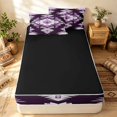 thumbnail image 4 of Erosebridal Bohemian Aztec Zipper Queen Comforter Set with Fitted Sheet and 2 Pillowcases, Hippie Geometric Zipper Bedding Set, Lavender Purple, Black Reversible, 4 of 7