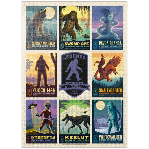 MyPuzzle - Legends Of The National Parks: Multi-Image Print - Edition 2, Vintage Poster - Premium 1000 Piece Jigsaw Puzzle for Adults