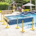 thumbnail image 3 of Giantex 6PCS Plastic Stanchion Set, Practical Crowd-Control Stanchion w/5 Detachable Chains & Sturdy Domed Base, Security Barrier Posts Chain Divider for Indoor & Outdoor (Yellow), 3 of 8