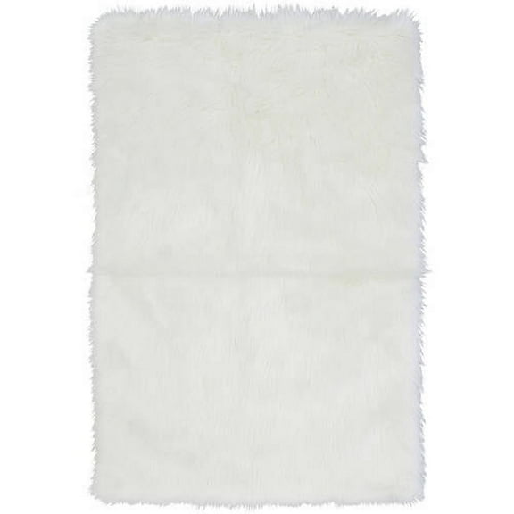 Mainstays Flokati Solid White Fur Accent Rug 30x46 in