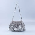 thumbnail image 1 of Zhuge Bolso de hombro tejido para mujer, bolso de mano tejido, bolso de mano tejido elegante para playa de verano, bolsos de hombro de 9,8 x 0,7 x 6,5 pulgadas (plateado), 1 of 4