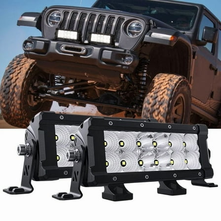 2PCS 7.6 Inch LED Light Bar, IP68 Waterproof, LED Driving Light 60W Flood and Spot Combo Off Road Work Light Truck Fog Lamp for Truck Cars ATV UTV Boat