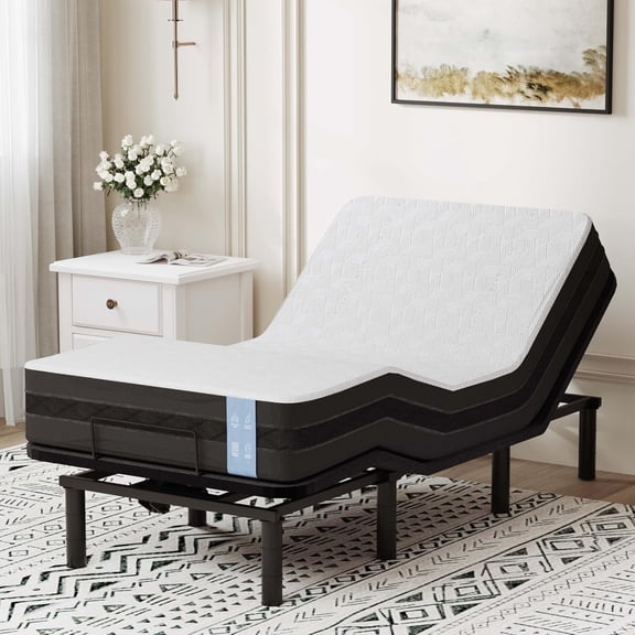 FitStand Twin XL Adjustable Bed Frame Base, Segmented Design with Oxford Fabric Bedspread, Whisper-Quiet Durable Motor, Wired Remote, Mattress Holder & 600 lbs Capacity, Easy Assembly