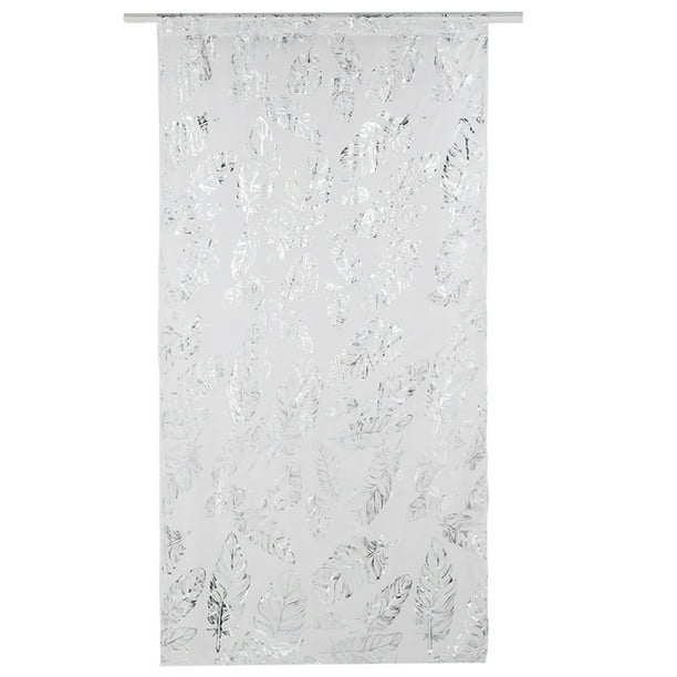 Cortina de tul para ventana o puerta, para dormitorio, sala de estar, cafetería (plateada)