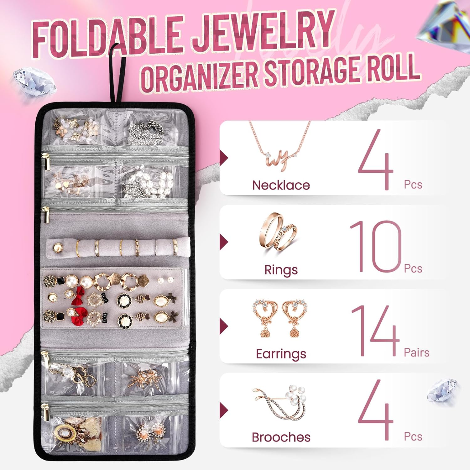 YOREPEK Large Travel Makeup Organizer, Pink photo 6