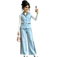thumbnail image 3 of Angala 2 Piece Outfits For Girls V-Neck Sleeveless Vest With Wide Leg Trousers Set Girls Autumn Daily Wear Clothes, 3 of 3