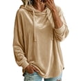 thumbnail image 7 of Hurxie Women Casual Hoodie Velour Long Sleeves Fashion Pullover Loose Fit Tunic Winter Tops Comfy Shirts, 7 of 7