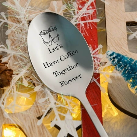 

TKing Fashion Engraved Spoon Best Present for Husband Madam Family and Friends Tableware - Silver