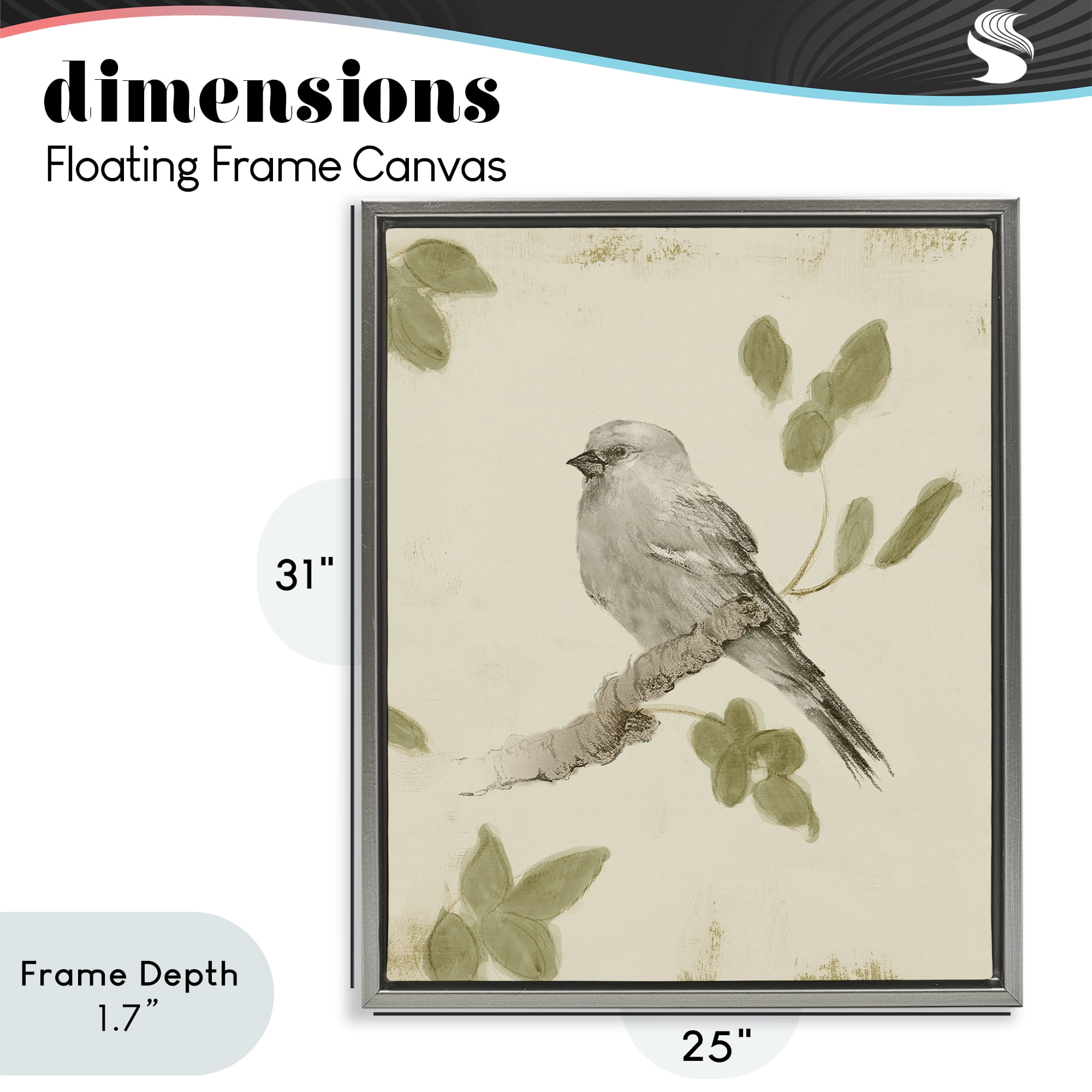Stupell Industries Bird Scene on Neutral Gray Framed Floater Canvas Wall Art, design by Lanie Loreth