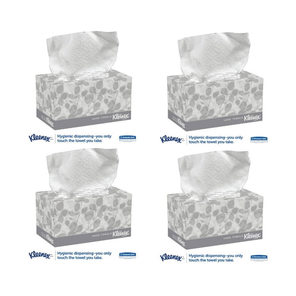 Kleenex Hand Towels POP-UP Box, Pack of 4, Paper 9 x 10 1/2 - 120 Tissue Per Box.