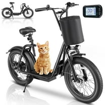 SANOPY Electric Scooter for Adult, 30Miles Range&20Mph Power by 20"Off-Road Tire&Height Adjustable Seat, Foldable Scooter E Bike for Mountains, Snow, Road, Black