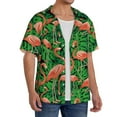 thumbnail image 4 of Xecao offers the Flamingo for Men's Casual Short-sleeved Shirt, a button-up collared shirt with a pocket, perfect for beach vacations and yacht travel in the X-Large size., 4 of 7