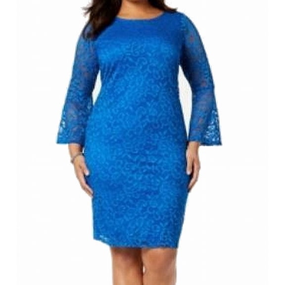 Womens Plus Lace Bell Sleeve Sheath Dress 24W