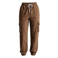 thumbnail image 5 of Naotn Cargo Jogger Sweatpants for Women Casual Athletic Workout Elastic Drawstring Waist Pants with Side Cargo Pockets Brown S, 5 of 7