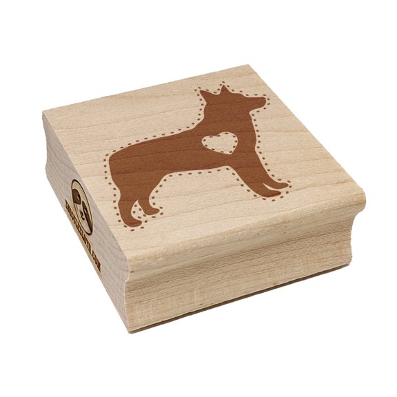 Australian Cattle Dog with Heart Square Rubber Stamp Stamping Scrapbooking Crafting - Large 2.75in