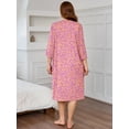 thumbnail image 6 of SHOWMALL Women's Plus Size Nightgown with Pockets Soft 3/4 Sleeve Pleated Crew Neck Sleep Dress Loose Lounge Sleepwear, 6 of 6