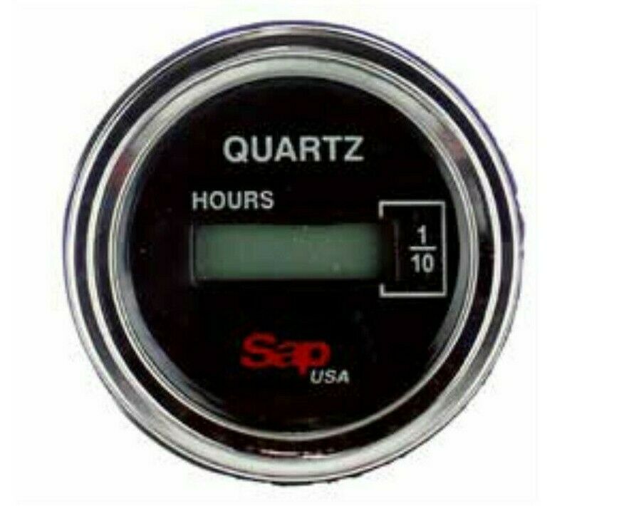 LCD Hour Meter 2" Round Gauge, 12v to 80v for Trucks, Pumps, Boats